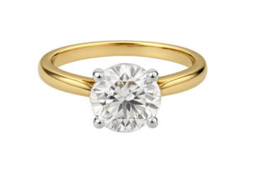 Gold ring holding a brilliant cut diamond gemstone