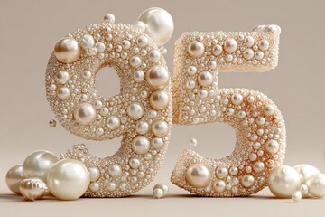 Elegant Decorative Pearls Forming the Number Ninety-Five Design