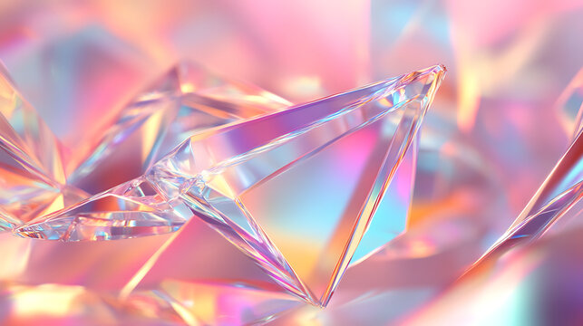 Shimmering crystal abstract with vibrant rainbow light refractions