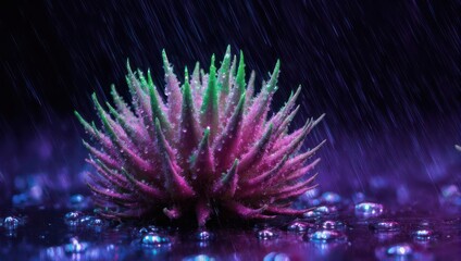 Vibrant Succulent in the Rain - A Study in Color and Texture.