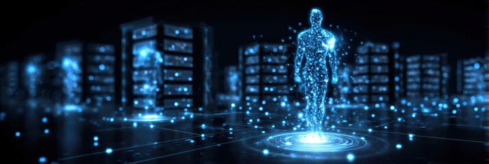 Obraz premium AI program hub with database monitoring connectivity for seamless index recovery
