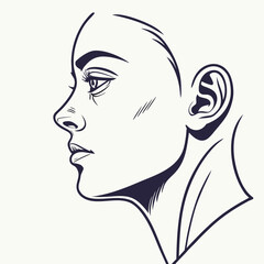 A womans face in profile