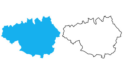 Map of Greater Manchester an administrative county of England. Map with detailed outlines and blue silhouettes