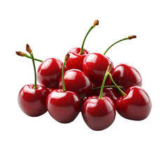 Fresh Cherries with Stems Isolated