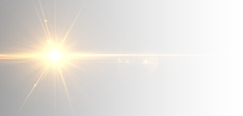 Bright sun emits glowing rays in soft waves. Lens flare streaks scatter subtly. Golden sparkles...
