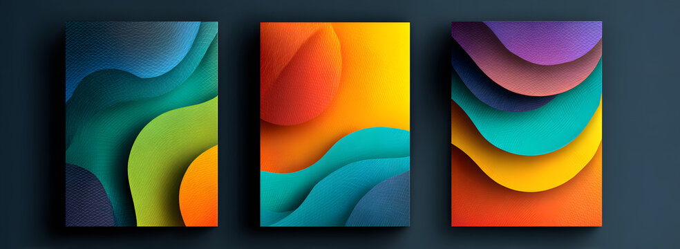 Set of minimal template in paper cut style design for branding, advertising with abstract shapes. Modern background for covers, invitations, posters, banners, flyers, placards. Vector illustration.