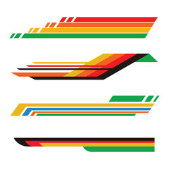 set of retro color concept striping sticker design