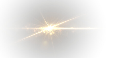 Warm sunlight shines with radiant flare. Golden rays stretch outward softly. Sparkling highlights shimmer delicately across the frame. PNG