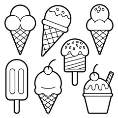 Collection of ice cream cones and popsicles