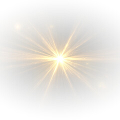 Warm sunlight shines with radiant golden streaks. Lens flare spreads across the frame. Sparkling highlights shimmer delicately along edges. PNG
