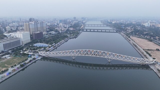 Atal Bridge, Ahmedabad City, Aerial View, Ahmedabad, Gujarat, India.