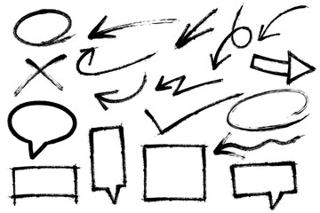 Hand drawn element sketch grunge brush stroke arrows