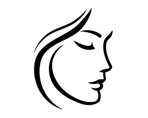 face lineart, face silhouette logo, icon isolated on white background, model 1
