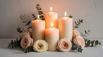 Romantic candles with flowers for a special occasion event