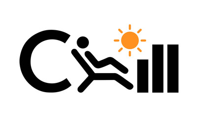 Chill, Minimalist Relaxation Logo Design, Chill logo, minimalist logo, relaxation logo, beach logo, modern logo, leisure design, sun and umbrella icon, summer logo, minimalist typography, creative, 