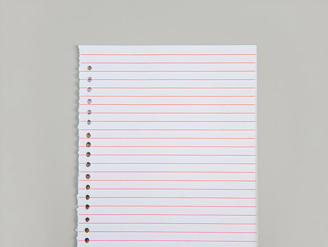 A close-up view of a lined paper with holes punched along the left edge, perfect for note-taking or journaling