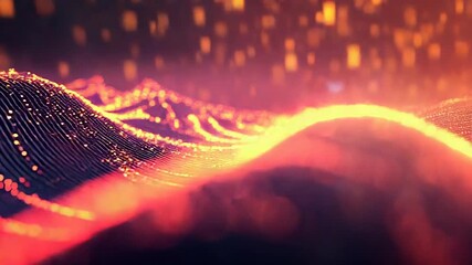 Digital data wave analyzing red glowing particles - Powered by Adobe