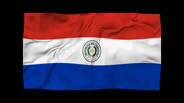 Paraguay Flag Waving in the Wind – Realistic 3D Animation flag on Alpha Background
