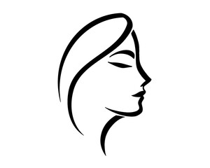 face lineart, face silhouette logo, icon isolated on white background, model 6
