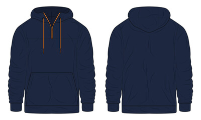 Navy blue trendy hoodie jacket template