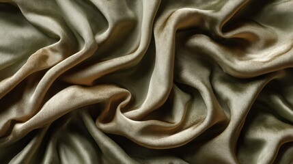 Delicate olive fabric flows smoothly, creating soft folds and textures under gentle lighting. The scene evokes a sense of calm and elegance, perfect for artistic inspirations