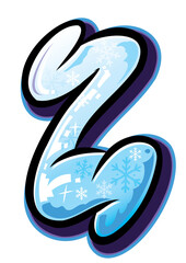 Naklejka premium Mr. Freezy Snowman Themed Color Font – Hand-Drawn Winter Alphabet Set, Uppercase Lowercase Numbers and Snowflake Doodle Elements, Christmas Ice Text Style for Holiday Design