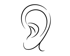 ear silhouette, icon isolated on white background, model 4
