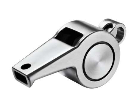 Sleek metal whistle for sports, safety, or training, a symbol of authority and command with polished shine