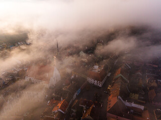 Foggy Morning Over Sighișoara Medieval Fortress, Romania