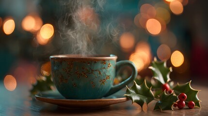 Festive cozy holiday drink experience in a styled cup with a warm comfortable atmosphere