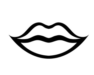 lips silhouette, icon isolated on white background, model 3
