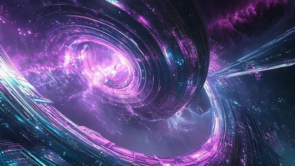 Futuristic portal opening to vibrant cosmic nebula - Powered by Adobe