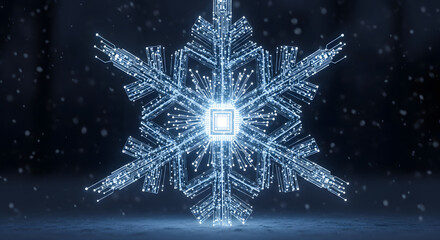 Digital Snowflake A Futuristic Winter Technology Concept
