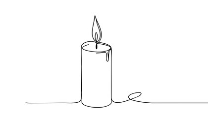 Single line drawing in modern minimalist style of remembrance candle