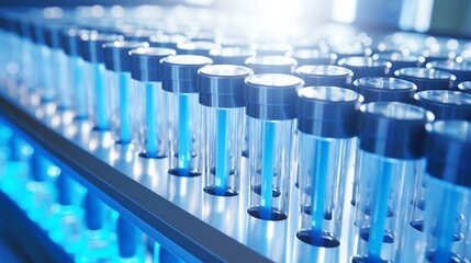 Test tubes aligned in a modern laboratory setting.