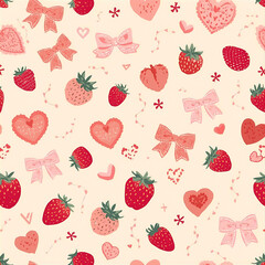 Coquette Strawberry Seamless Pattern