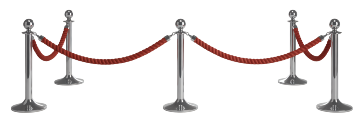 Exclusive event entrance with elegant rope barrier and polished chrome stanchions, VIP access, modern security detail