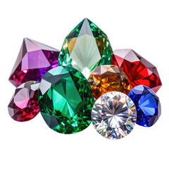 Fototapeta premium Vibrant array of colorful faceted gemstones with radiant, sparkling brilliance
