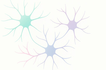 Neural cell structure diagram minimal pastel neuron network abstract biology science calm concept illustration