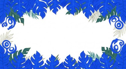 Tropical Leaf Border With Swirl Designs Nature Background