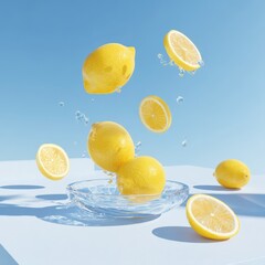 Lemons in Free Fall: A Dreamy Zero-Gravity Fruit Concept