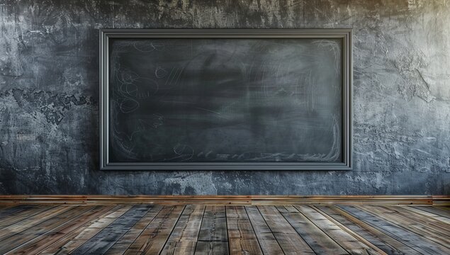 A blackboard on the wall of an empty classroom 
