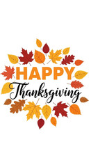 Vibrant autumn leaf frame with Happy Thanksgiving text, designed for a seasonal retail sale advertisement or poster