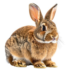 Obraz premium Brown rabbit with large ears, whiskers, sitting with bright eyes