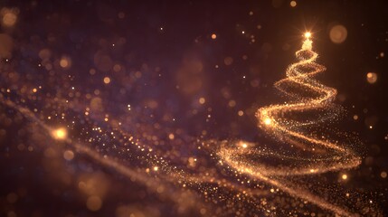 Close-up of a magical sparkling christmas tree digital art for a festive holiday celebration