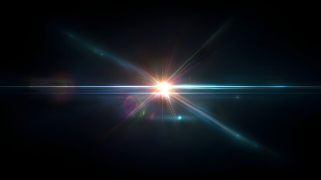 Dynamic light burst over black background digital art modern cinematic abstract concept
