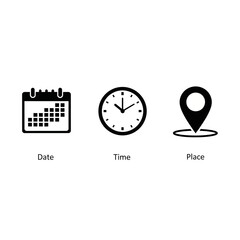 date time place event planning icons