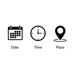date time place icons event planning schedule