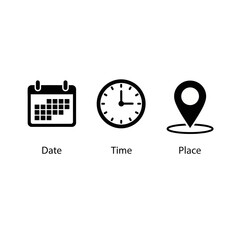 date time place event schedule information icons