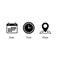 date time place event planning schedule icons